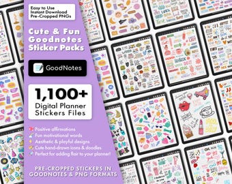 1100+ Goodnotes Planner Stickers, Cute Icons & Doodles (Digital Download)