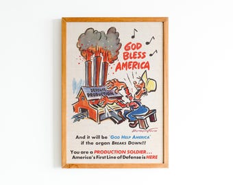 WWII-propagandaposter 'God Bless America': vintage patriottische kunst (digitale download)