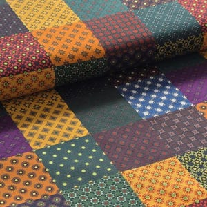 0,5m Stoff Meterware Baumwolle patchwork Bunt Hippie Karo Punkte Blumen Gelb Orange Grün
