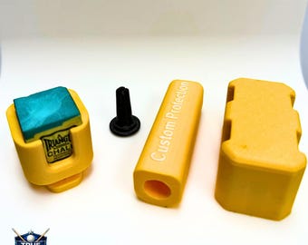 Personalised Pool Cue Protection Bundle – Custom Tip Protector, Chalk Holder