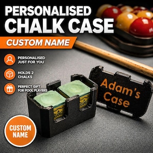 Estuche personalizado para tizas de billar, soporte personalizado para tizas de snooker, capacidad para 2 tizas, regalo para jugadores de billar, regalo para jugadores de billar