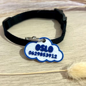 Personalized dog or cat medal, pretty cloud-shaped animal identifier medal, choice of colors for the collar