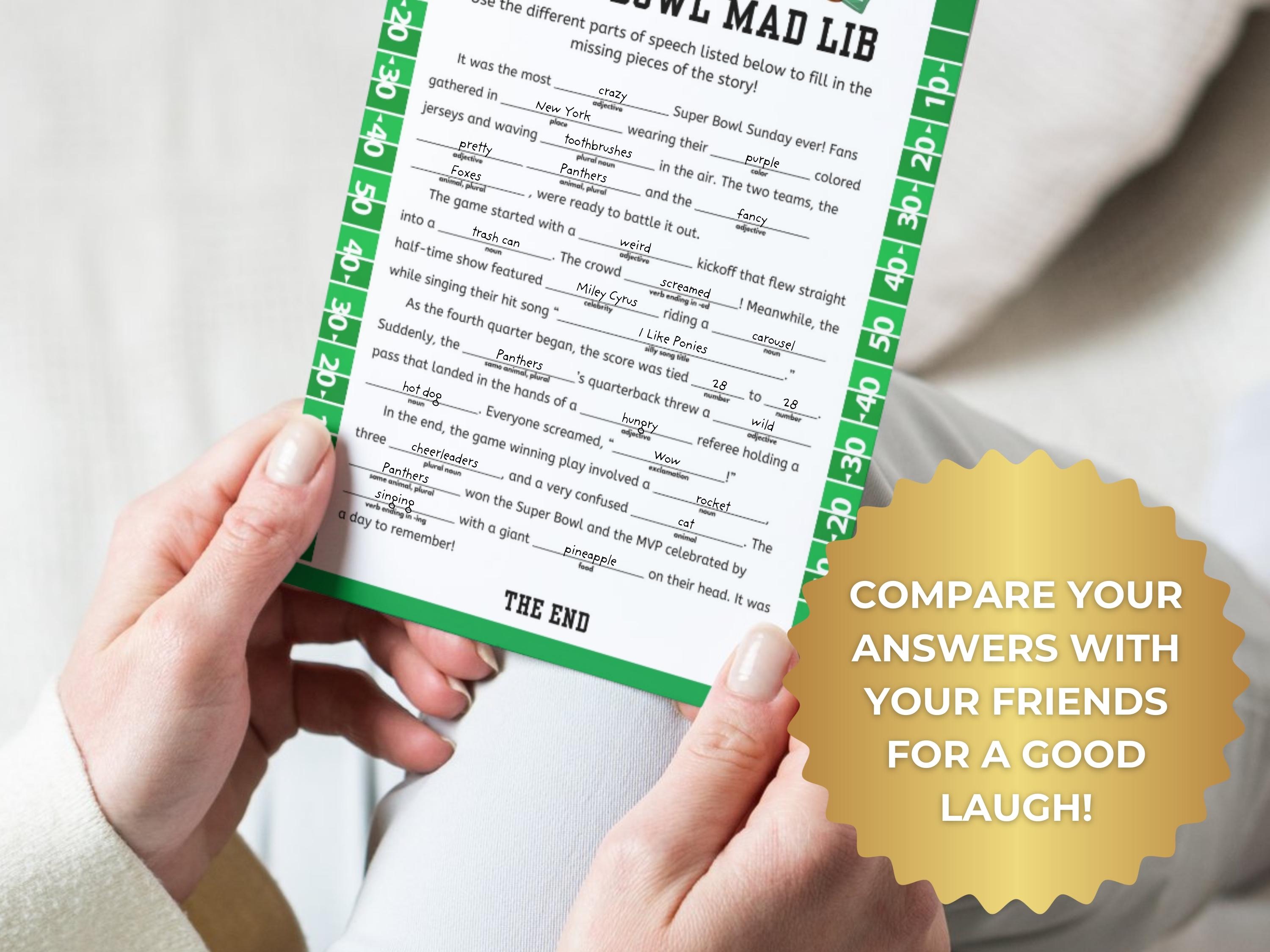 Printable Football Mad Libs | Fun Game Activity for Kids and Adults ...