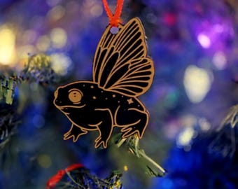 Whimsical Frog Fairy Ornament - Woodland Animal Christmas Decor