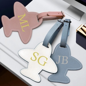 Personalized Leather Airplane Luggage Tag: Custom Travel Gift
