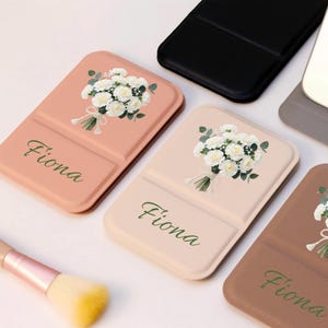 Personalized square makeup mirror, pocket mirror with custom name and logo, bridesmaid gift, folding makeup mirror, travel makeup mirror
