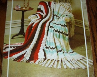 vintage crochet knit patterns ... Bouquet BULKY AFGHANS leaflet patterns ...