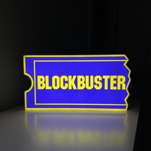 CUSTOMSIGN  Blockbuster Led Neon Sign Nostalgic Casette Wall Decor with 5v USB Powered Dimmable for Man Cave and Home Any Room Decoration