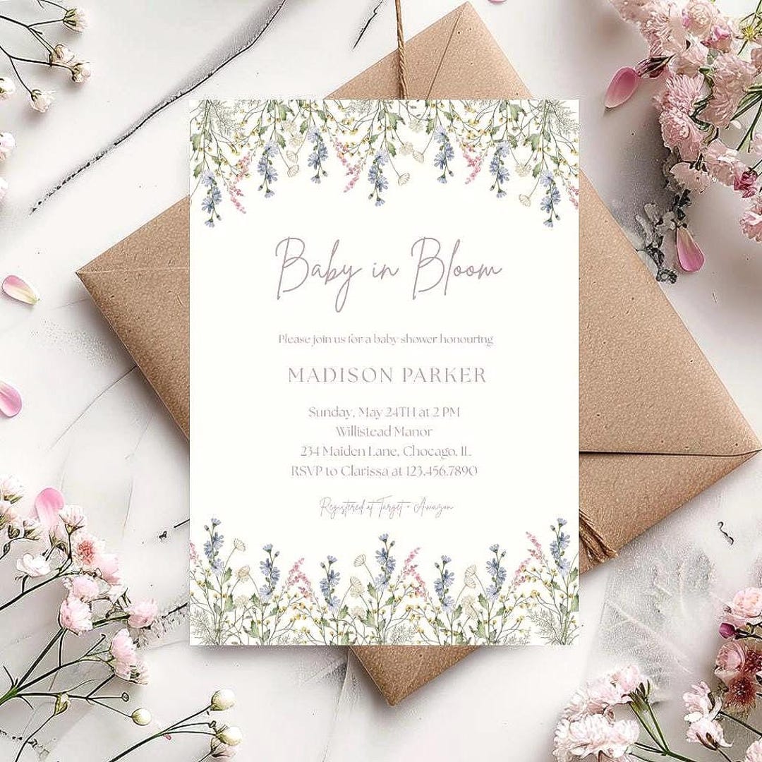 Spring Invitations Bloom Baby in Bloom Baby Shower Invitation: Floral Spring Garden (editable ...