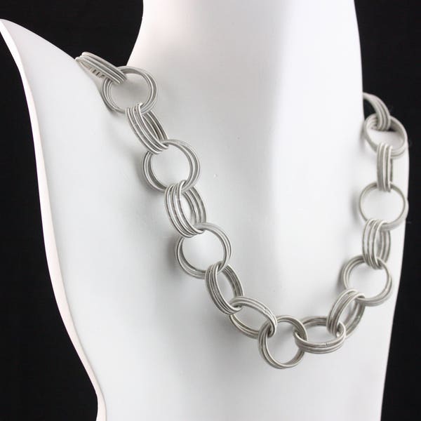 Piano wire necklace, linked chain  necklace