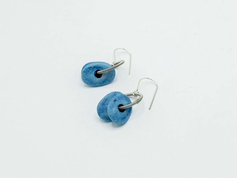 Ceramic earrings with piano wire available in 2 colours image 2