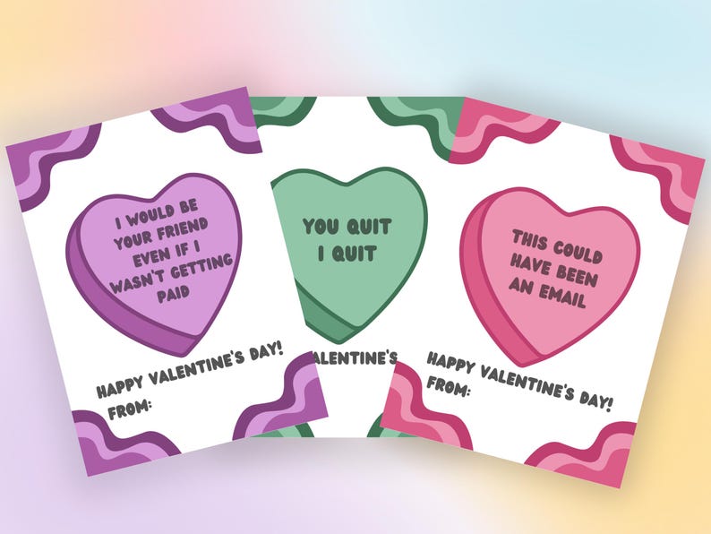 Funny Coworker Valentines, Workplace Valentine Cards, for Colleague, for Employees, Printable ...
