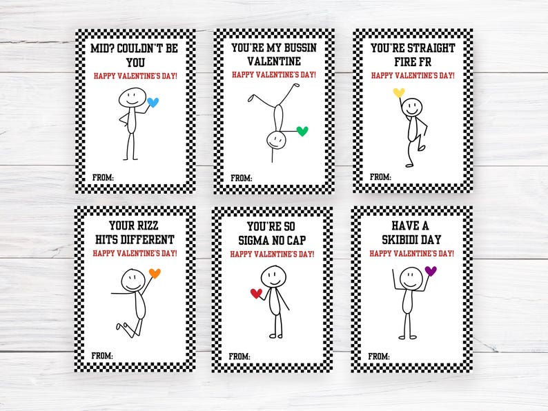 School Funny Valentine Cards Bundle, Gen Alpha Z Kids Slang Funny ...