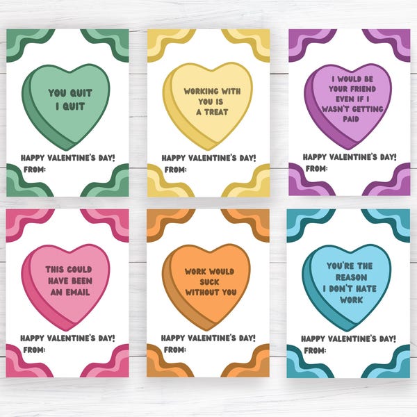 Funny Coworker Valentines, Workplace Valentine Cards, For Colleague, For Employees, Printable Valentines, Office Party, Office Staff