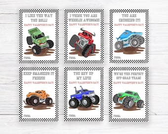 Monster Truck Valentine's Day Cards, Kids Printable Classroom Valentine, School Valentines, Boys Valentines, Monster Valentine Card, Trucks