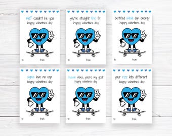 Slang Kids Valentine's Day Cards, Funny Printable Classroom Valentine, Teen Tween School Valentines, Boys Valentines, Funny Valentine Card