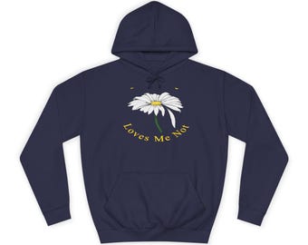 Sudadera con capucha Loves Me Not College Verm Fnt, bonita sudadera unisex, azul ultramar, diseño floral, ropa informal cómoda, estilo primaveral