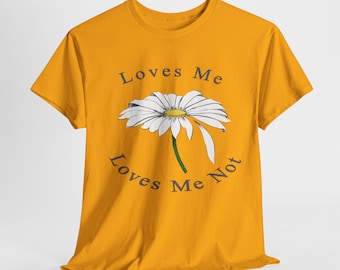 Loves Me Loves Me Not Tee, linda camiseta unisex de algodón con estampado floral para parejas, perfecta para el día de San Valentín, moda de primavera, regalo