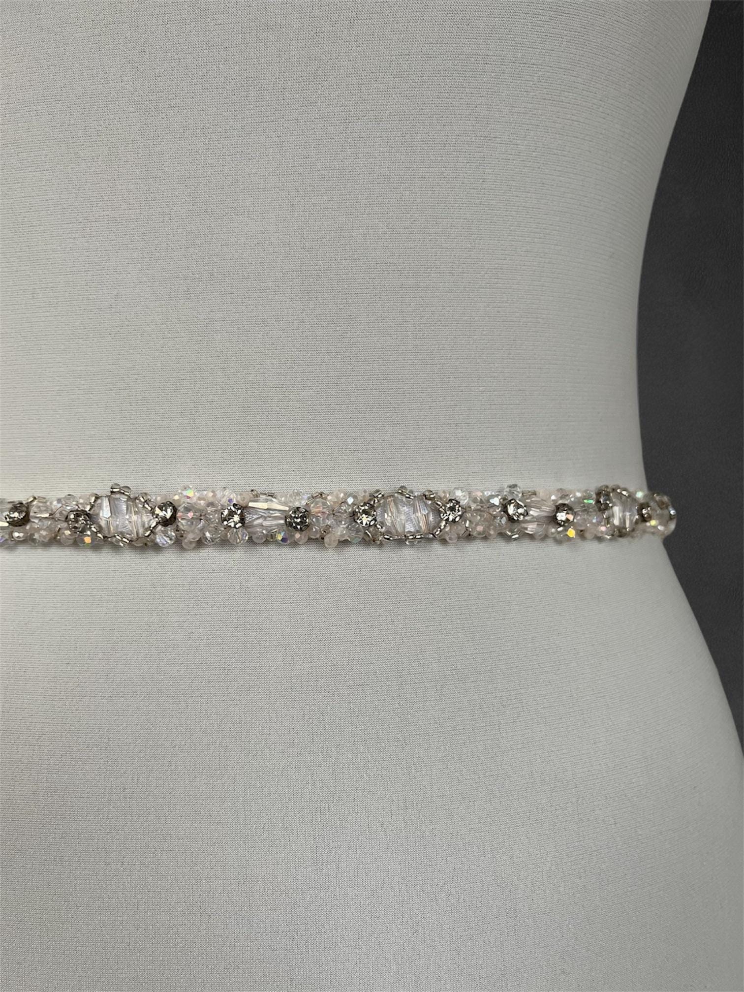 Rhinestone Bridal Belt, Elegant Wedding Dress Sash, Diamond 