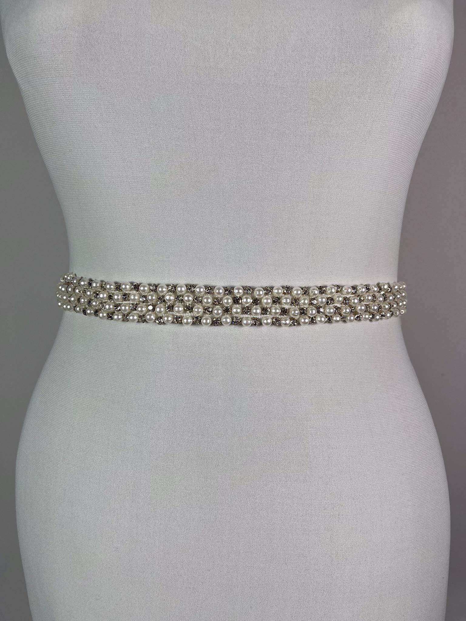 6199 Bridal Belt With Rhinestones Wedding Dress Pearl Handmade Delicate Pearl Bridal Belt For Wedding Dress main image 2