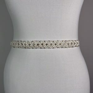Handmade Pearl & Crystal Bridal Belt, Sparkly Rhinestone Wedding Dress Sash, Elegant Beaded Waist Belt for Bride, Bridesmaids 1&quot; 2,5cm Wide