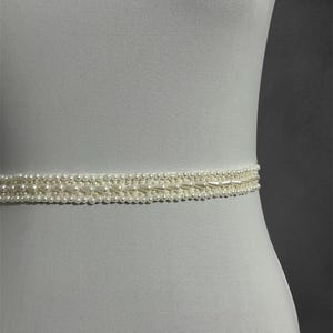 Handmade Bridal Belt, Pearl Belt, Thin Pearl Sash, Beaded Wedding Belt, Bridal Sash, Sash Belt, Thin Bridal Belt, Wedding, 1&quot; (2,5cm) Wide