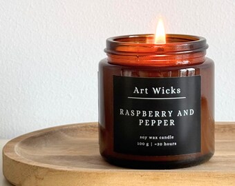 Vela de soja y frambuesa - Vela con aroma afrutado - Regalo hecho a mano para ella - Sweet Home Decor