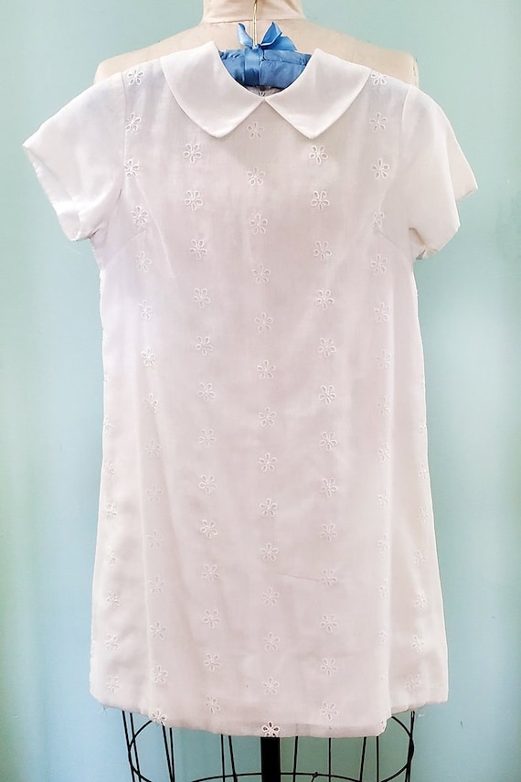 Vintage White Eyelet Cotton Girl's Dress - 1974