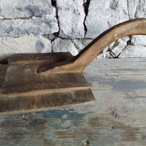Primitive Old Hand Made Carved Big Wooden Carder Comb For Wool Yarn Comber of 19th.