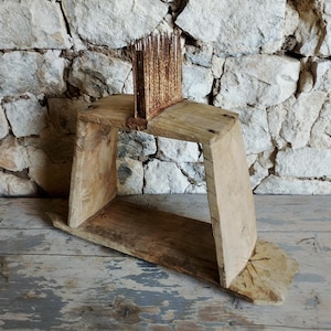 Primitive Old Hand Made Carved Big Wooden Carder Comb For Wool Yarn Comber of 19th.
