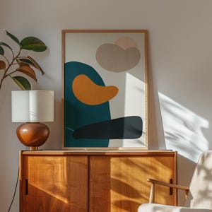 Mid Century Modern Abstract Art Print | Boho Abstract Minimalist Geometric Wall Art | Retro Art for Living Room, Office, or Bedroom Decor