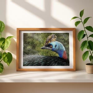 Cassowary Wall Art Print – Detailed Avian Illustration, Ornithology Bird Painting & Art for Wildlife Enthusiasts, Tropical Species Decor