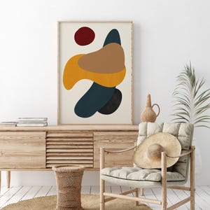 Mid Century Kunstdruck Moderne Kunst Boho Wand Druck Geometrische Wand Kunst Abstraktes Plakat Vintage Design Retro Kunstwerk Boho Dekoration