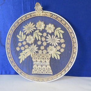 Lace Pendant Picture: Famous Lyon Lace, France Flower Basket (20.5cm Width)