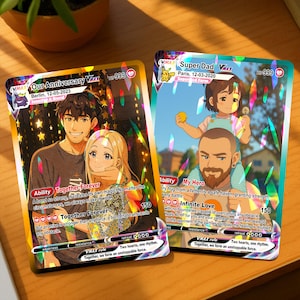 Cartão colecionável Pokémon personalizado de alta qualidade – Presente personalizado de aniversário ou casamento com sua foto - Cartão colecionável Pokémon