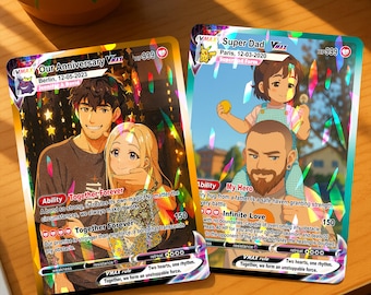 Tarjeta coleccionable de Pokémon personalizada de alta calidad: regalo de aniversario o boda personalizado con tu foto - Tarjeta coleccionable de Pokémon