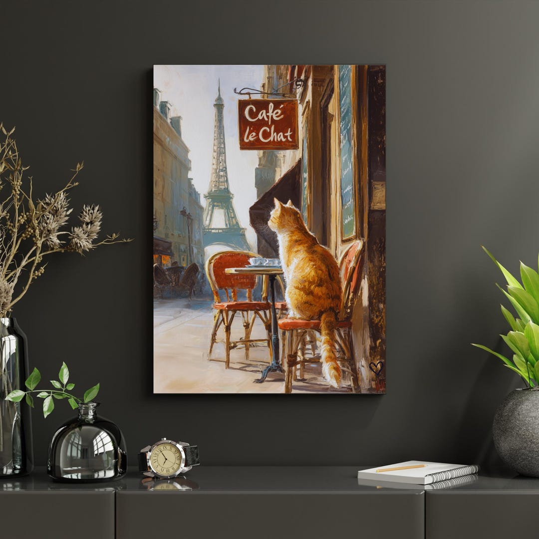 French Cat in Paris at a Café, Eiffel Tower, Coffee in France, Cat ...
