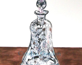 FERN CRYSTAL BOTTLE - an original 8.5" x 10" watercolor by Cynthia Gordon