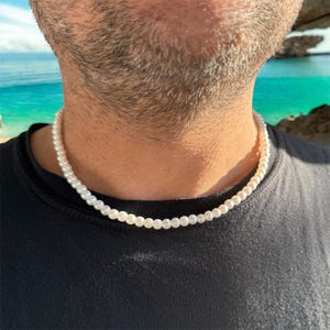 Beaded Pearl Necklace for Men: Unisex 6mm Pearl Choker