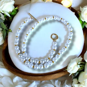 Faux Pearl Necklace: 8mm Beaded Pearl Choker, Unisex Jewelry