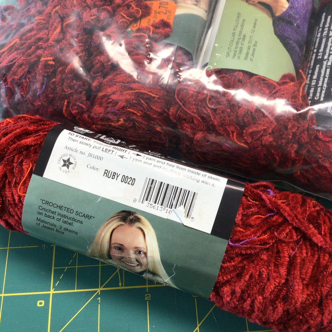 JEWEL BOX Chenille Red variegated yarn by Caron lot of 5 Etsy
