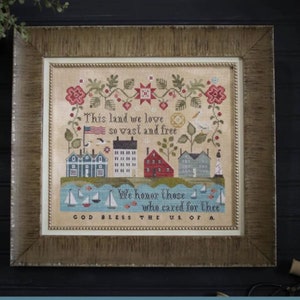 AMERICAN WELCOME counted cross stitch pattern or pattern and floss by Plum Street Samplers Paulette Stewart in Stock