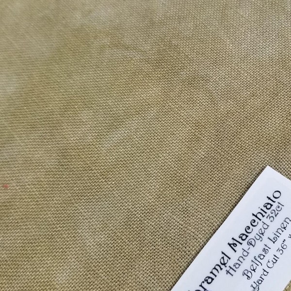 CARAMEL MACCHIATO premium hand dyed cross stitch fabric 100% Linen Fat Eighth by Fiber on a Whim