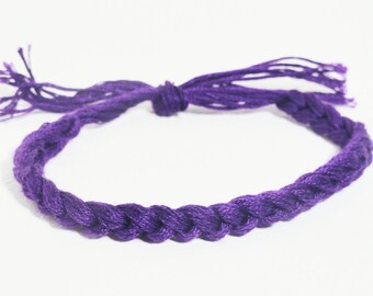 10 Purple Bracelets Crocheted Cancer Awareness Color Bracelet  - Qty 10 Custom colors - School team colors