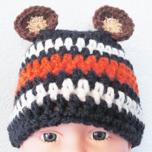 Chicago Bears Beanie Beary Cute Hat Hand-crocheted Chicago Bears Inspired Baby Beanie with Ears By Distinctly Daisy image 1