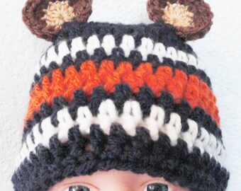 Chicago Bears Beanie Beary Cute Hat Hand-crocheted Chicago Bears Inspired Baby Beanie with Ears By Distinctly Daisy