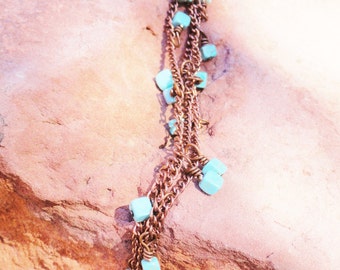 Handmade Antiqued Copper and Turquoise Howlite Stone Chain Bracelet By Distinctly Daisy