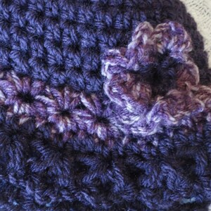 Grape Royal Harvest Purple Crocheted Baby Girl Beanie Hat 3D Variegated Flower image 4