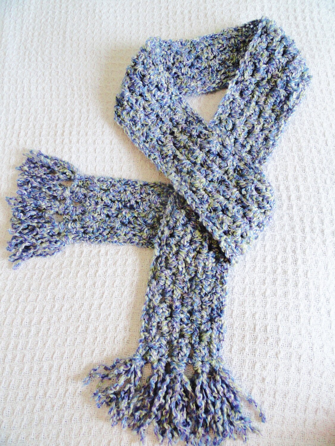Lavender Fields Purple Crocheted Scarf With Fringe by Distinctly Daisy