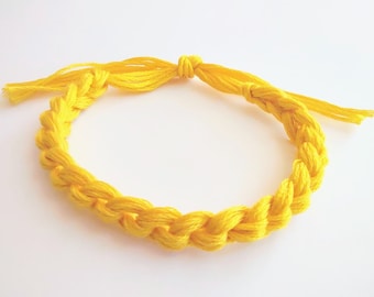 10 Yellow Bracelets Crocheted Bone Cancer Awareness Color Bracelet  - Qty 10 Custom colors - School team colors